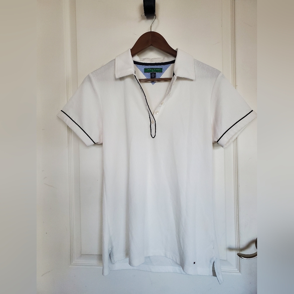 White Polo Shirt with Black Trim